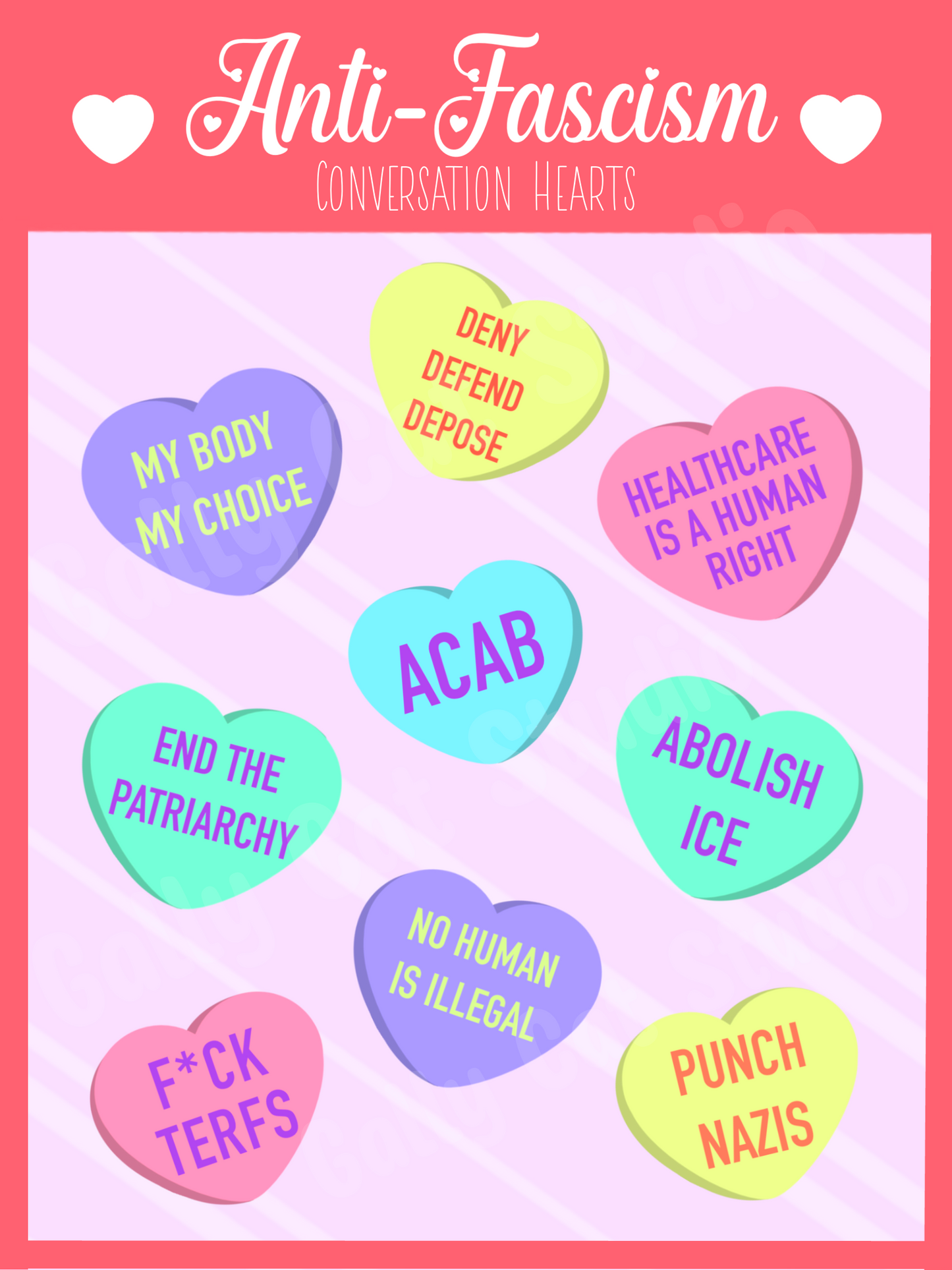 Sticker Sheet | Anti-Fascism Candy Hearts