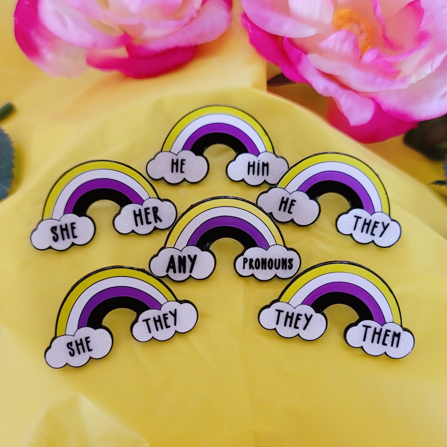 Non-Binary Pride: Pronouns | Enamel Pins