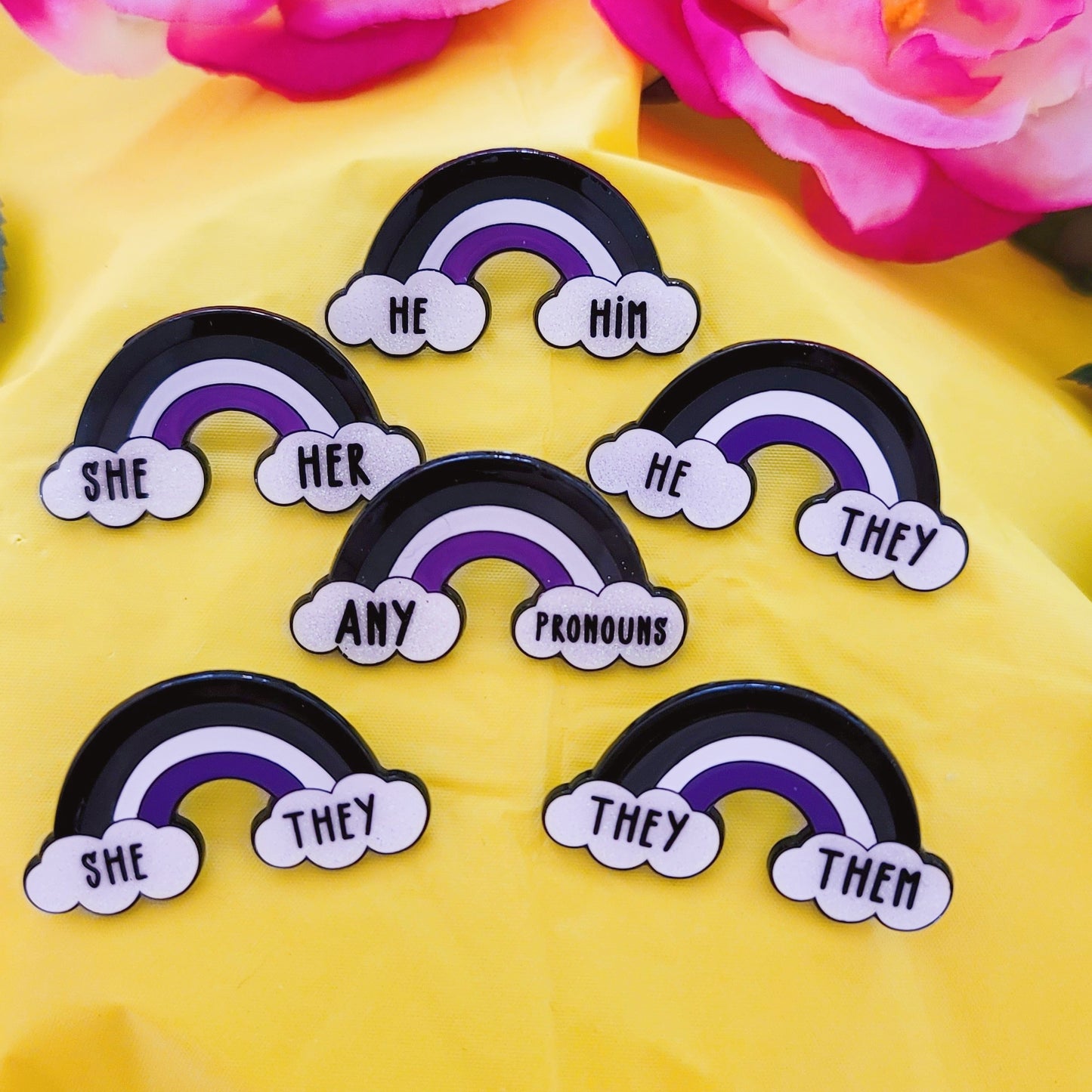 Asexual Pride: Pronouns | Enamel Pins