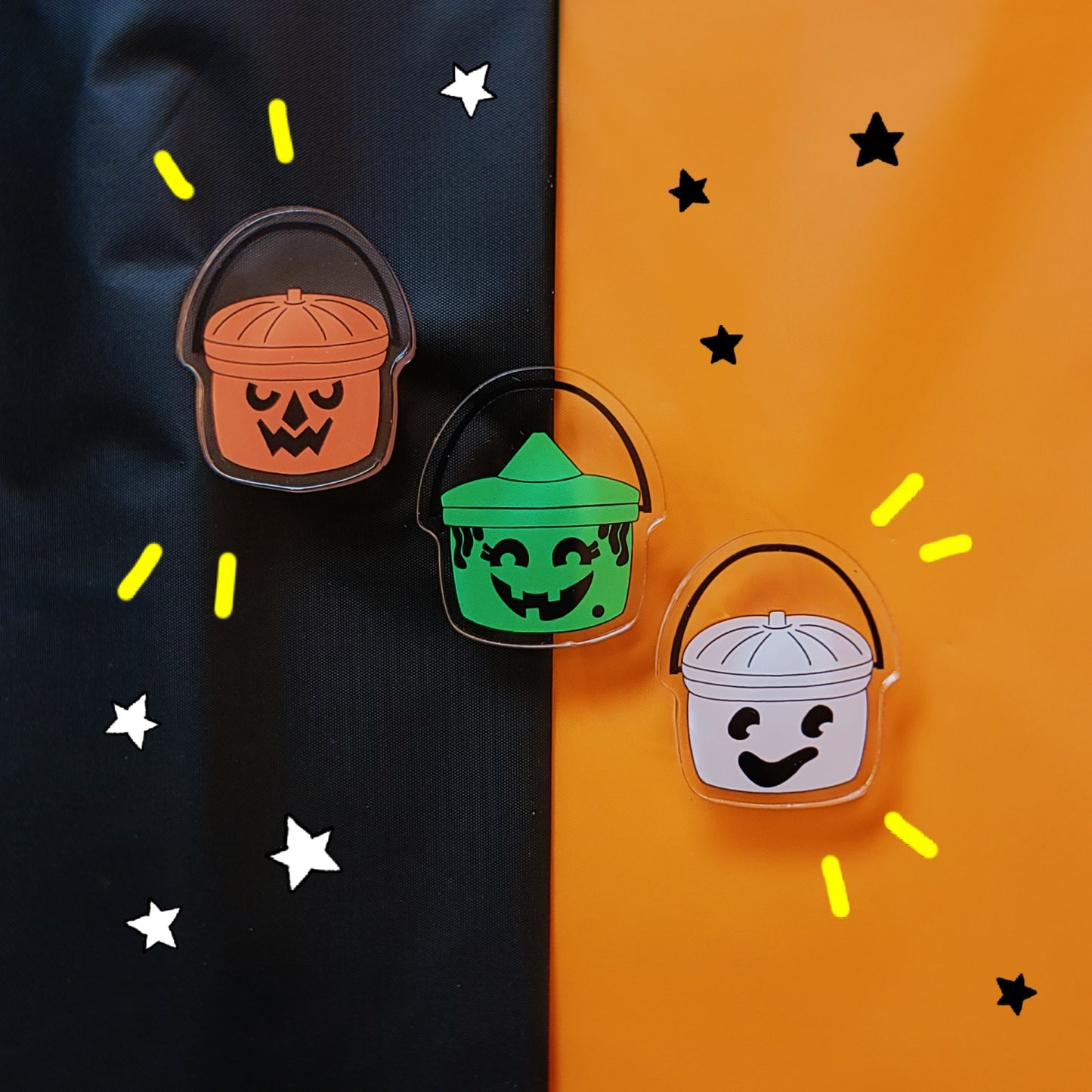 Spooky Happy Buckets | Acrylic Pin Set